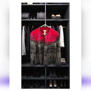 CATHERINES PINK AND BLACK OMBRE Quilted Geometric Check JACKET Blazer